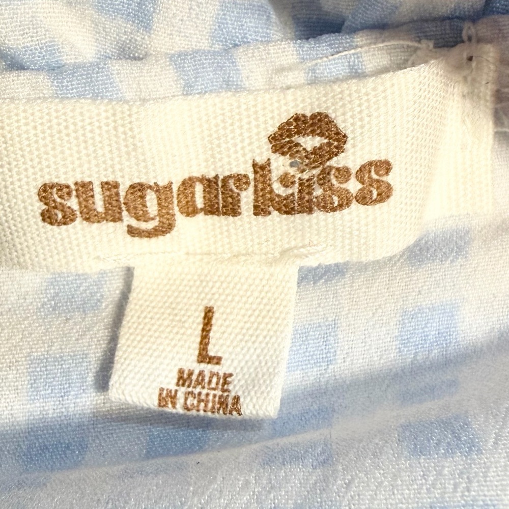 Sugar Kiss picnic gingham check tank top milkmaid prairie country ruffle bow tie - Picture 7 of 9